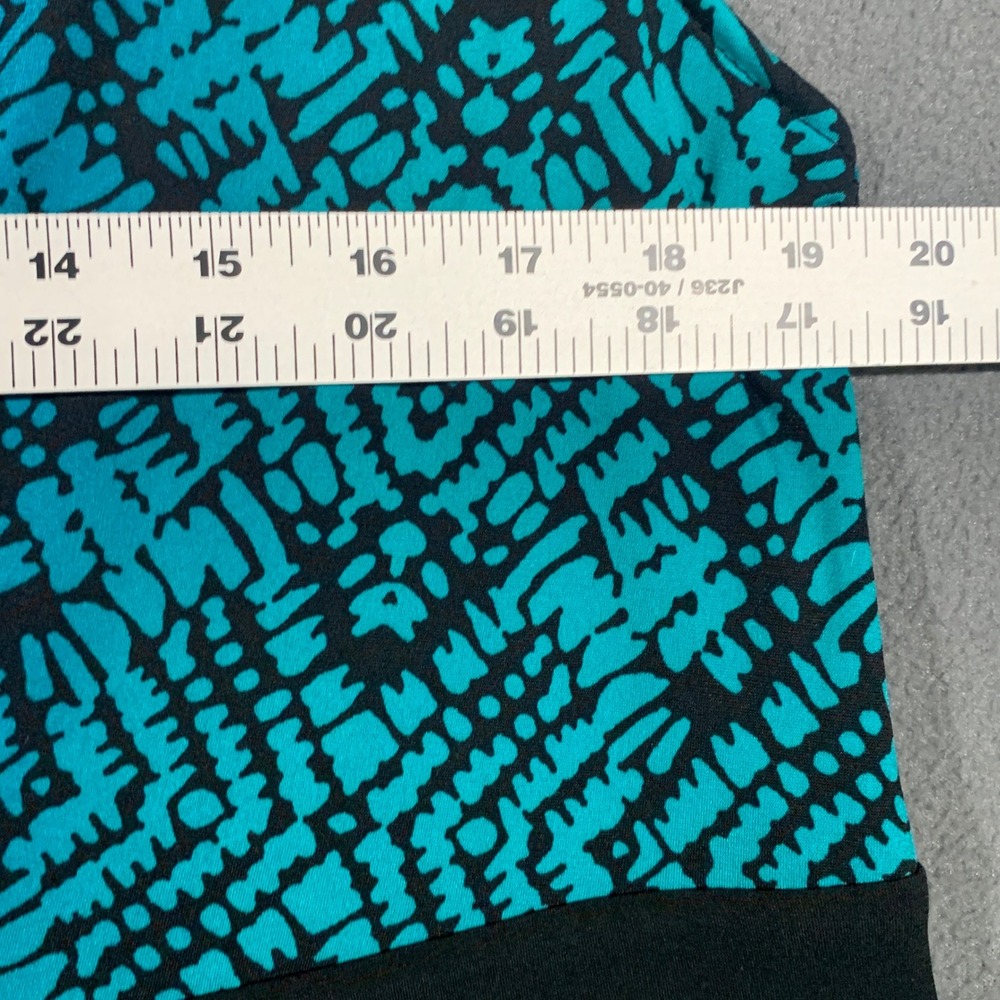 Catherines Maxi Dress Womens 0XWP 14/16WP Teal Black Tribal Handkerchief Hem Exc - Picture 4 of 7